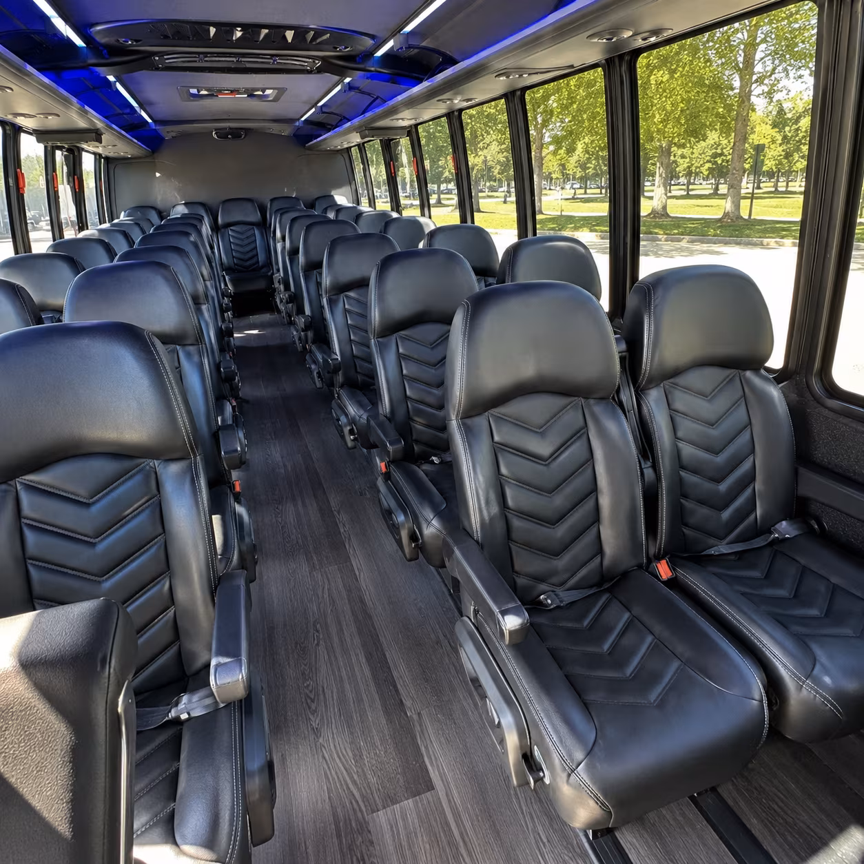 plantation 25 passenger minibus interior