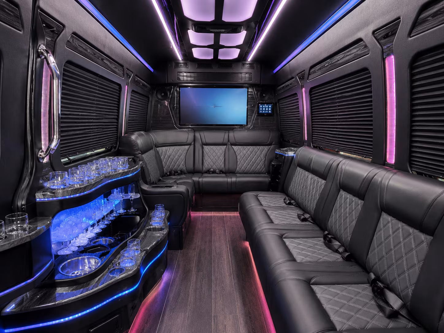 plantation 50 passenger party bus interior