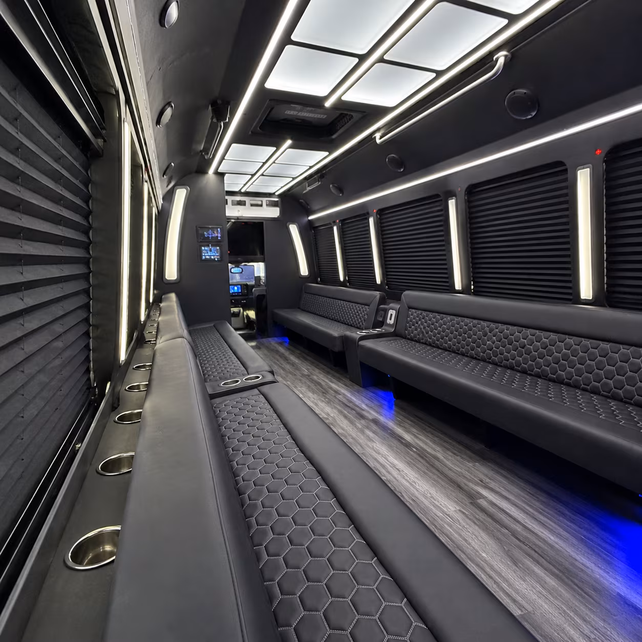 plantation party bus rental interior